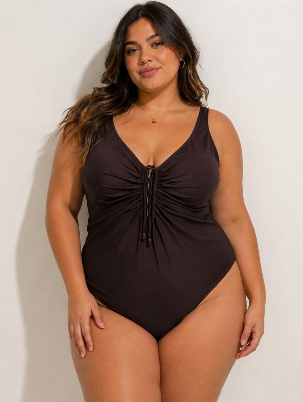 Miraclesuit Ruched Lace-Up Front One-Piece Swimsuit | Slimming Tummy Control S16
